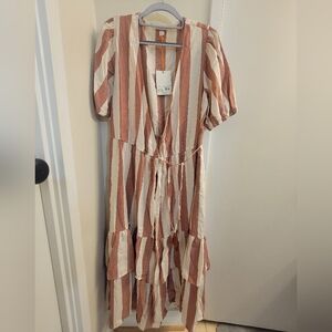 Target Boho Orange and Cream Striped Summer Dress NWT Small